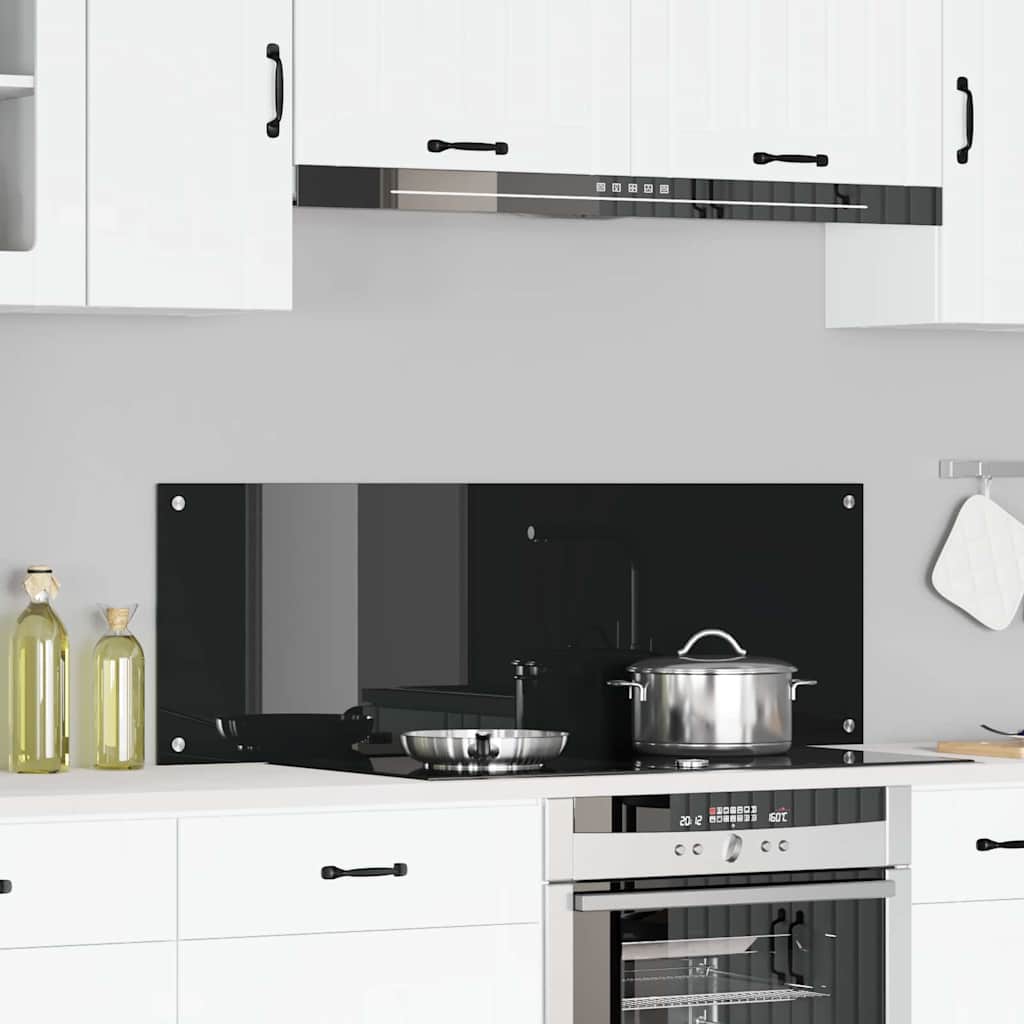 Køkken Backsplash Sort 120x40x0,6 cm Tempereret Glas