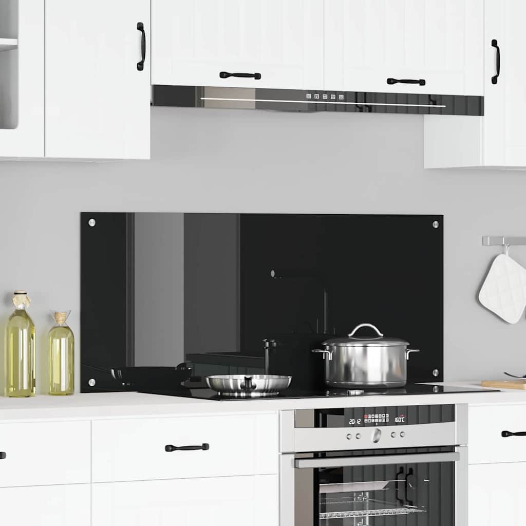 Køkken Backsplash Sort 120x50x0.6 cm Tempereret Glas