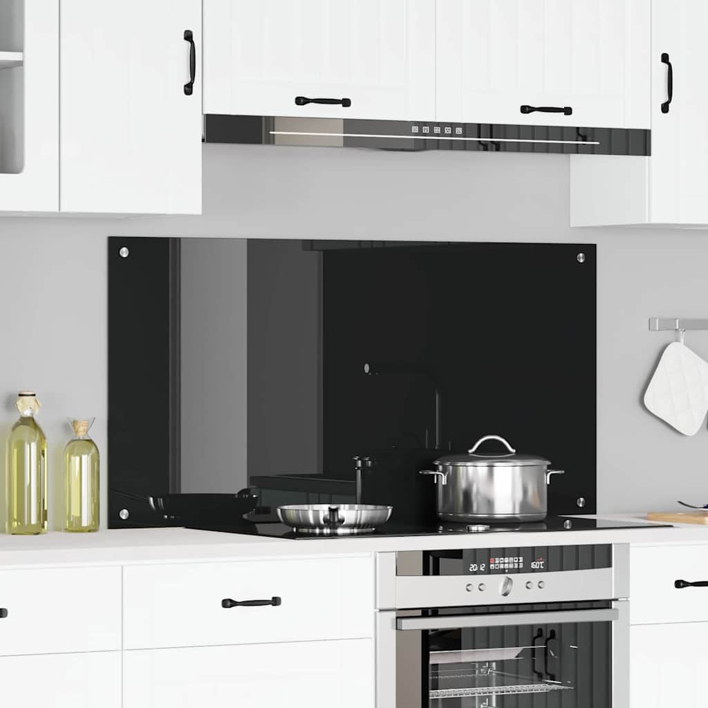 Køkken Backsplash Sort 120x60x0,6 cm Tempereret Glas