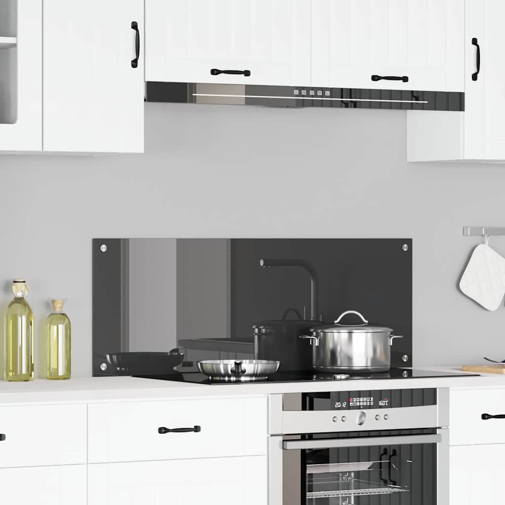 Køkken Backsplash Mørkegrå 110x40x0,6 cm Tempereret Glas