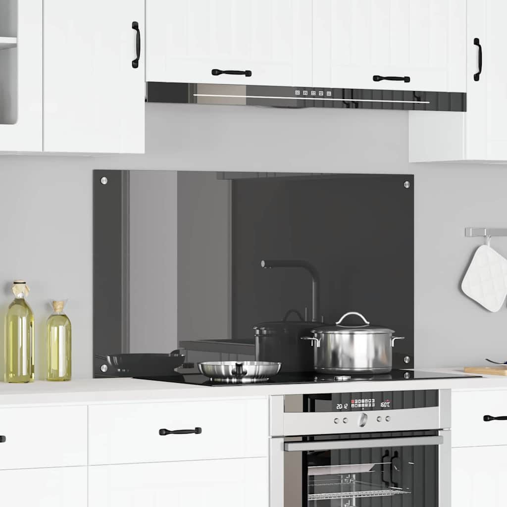 Køkken Backsplash Mørkegrå 110x60x0,6 cm Hærdet Glas