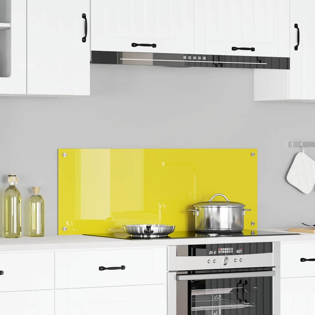 Køkens Backsplash Gul 110x40x0,6 cm Tempereret Glas