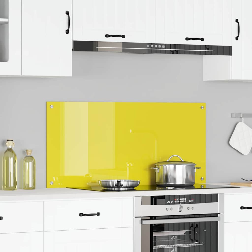 Køkken Splashback Gul 110x50x0,6 cm Hærdet Glas
