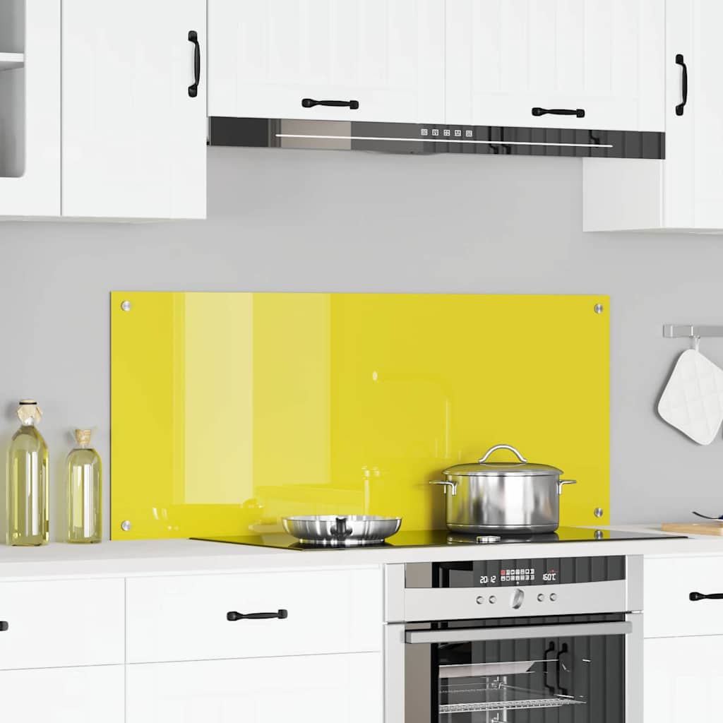 Køkken Backsplash Gul 120x50x0,6 cm Tempereret Glas