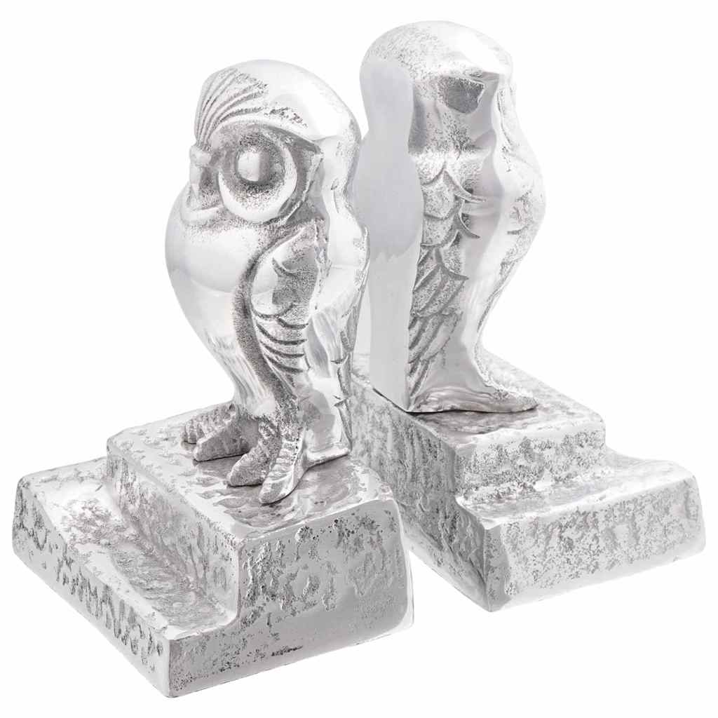 Bogstøtter 2 stk Sølv 12x9x19 cm Aluminium Ugle