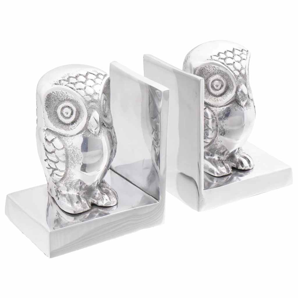 Bogstøtter 2 stk Sølv 7x9x11 cm Aluminium Ugle