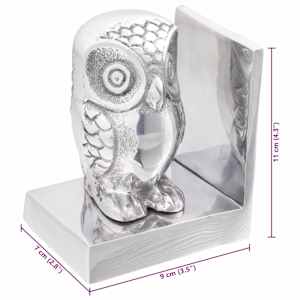 Zarážky na knihy 2 pcs Stříbrná 7 x 9 x 11 cm Hliník - obrázek 8