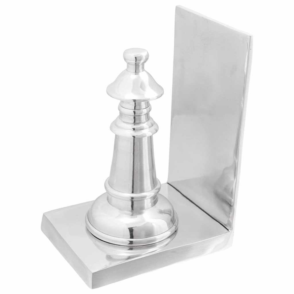 vidaXL Boekensteunen 2 st schaakstuk 11x12x19,5 cm aluminium zilver