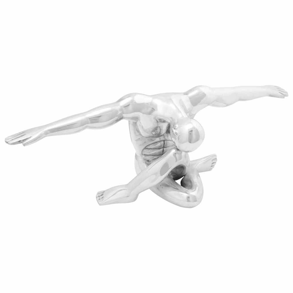 vidaXL Skulptur Silbern 63x20x22 cm Aluminium Dankender Mann