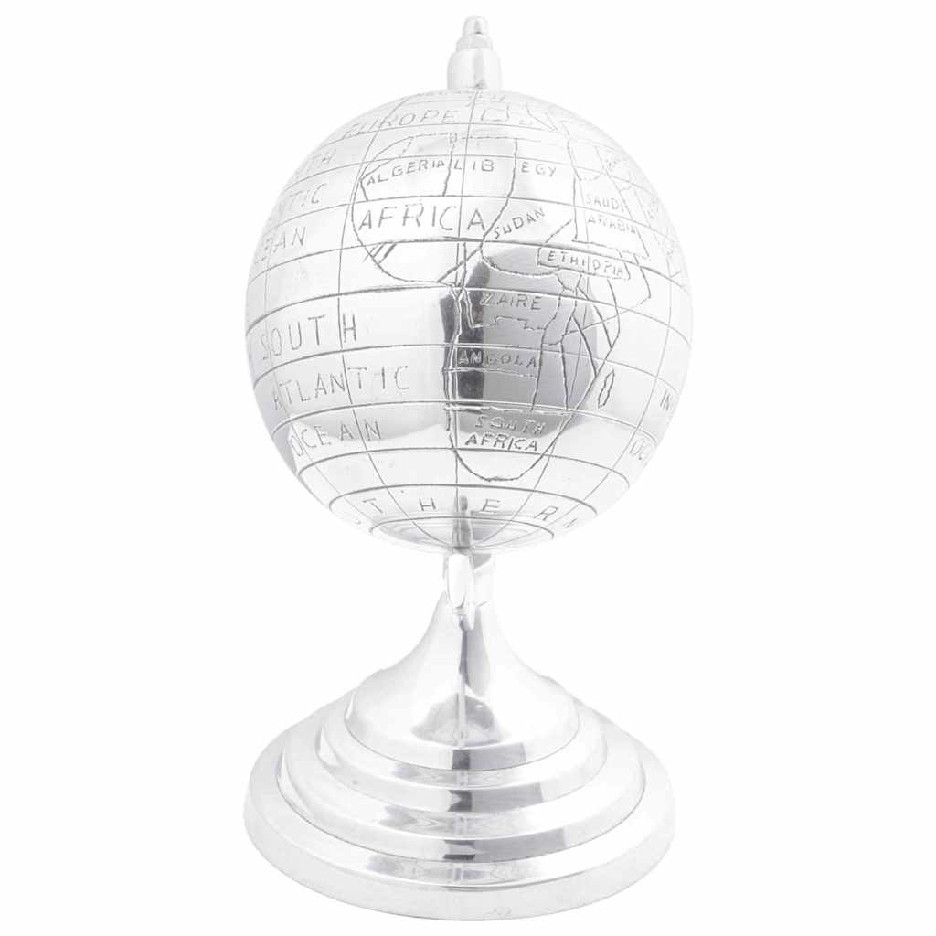 Thumbnail - vidaXL Skulptur Globus Silbern 16,5x14x26 cm Aluminium