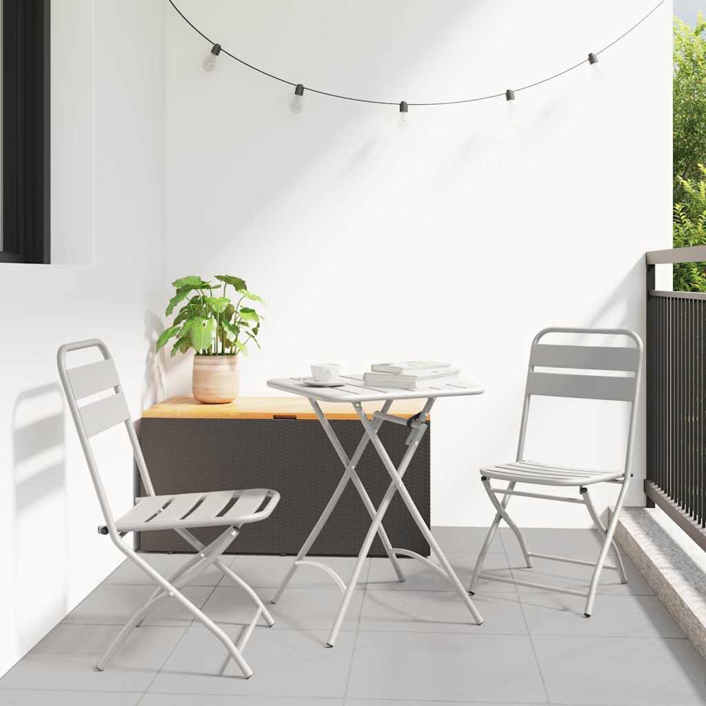 3-osainen Taitettava Bistro Setti Beige Terästä