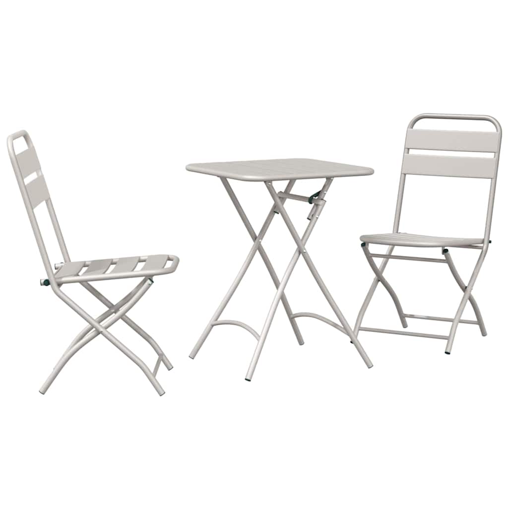 3-osainen Taitettava Bistro Setti Beige Terästä