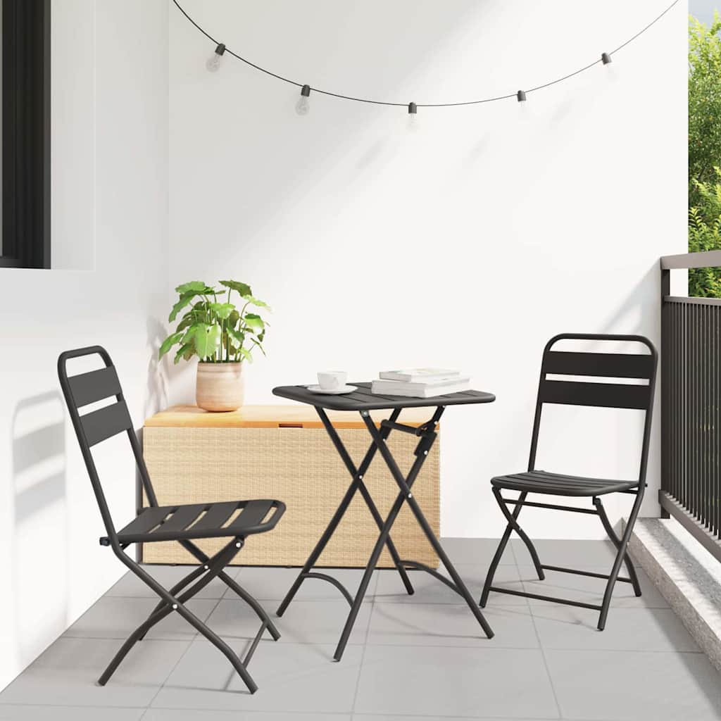 3-osainen Kokoontaitettava Bistro Setti Antrasiitti Teräksestä