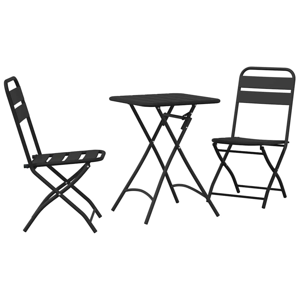 3-osainen Kokoontaitettava Bistro Setti Antrasiitti Teräksestä