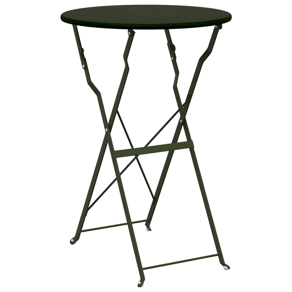 Kokoontaittuva Bistropöytä Tummanvihreä Ø50×71 cm Jauhemaalattua Terästä