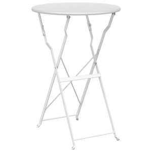 vidaXL Bistroolaud Valge &Oslash; 50 x 71 cm Pulberkattega teras