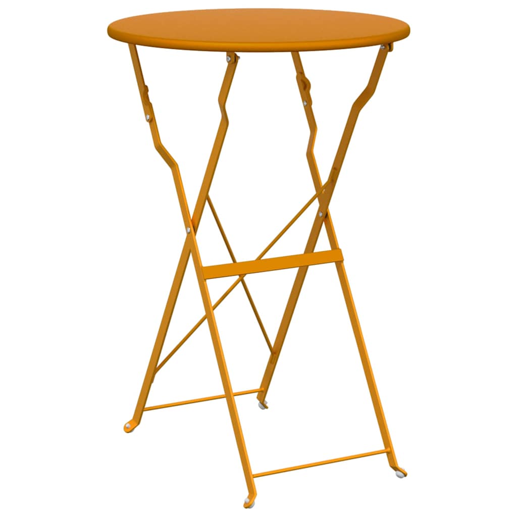 Kokoontaittuva Bistropöytä Sinapinkeltainen Ø50×71 cm Jauhemaalattua Terästä
