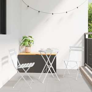 Zložljiv bistro set 3 pcs Bela Jeklo