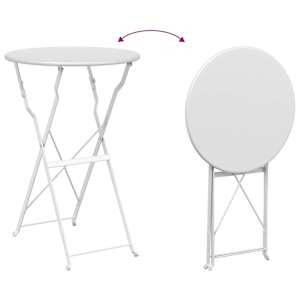Skladací bistro sada 3 pcs Bílá Ocel - obrázek 10