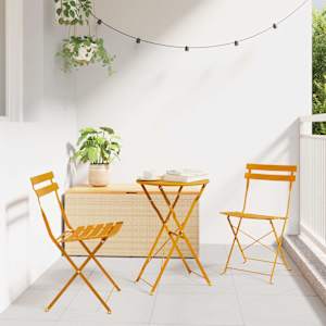 Zložljiv bistro set 3 pcs Gorčična Jeklo