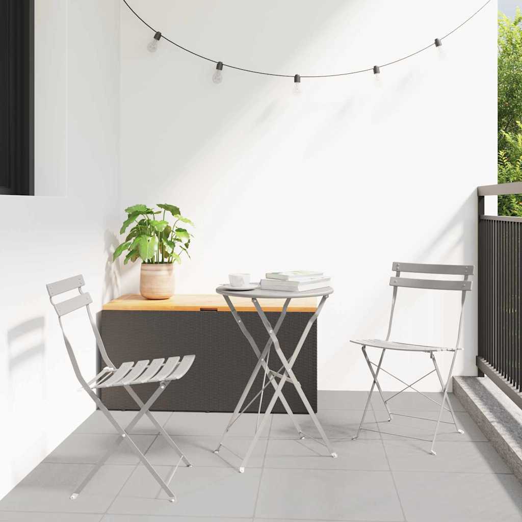 3 Kappaleen Kokoontaitettava Bistro Setti Beige Teräs