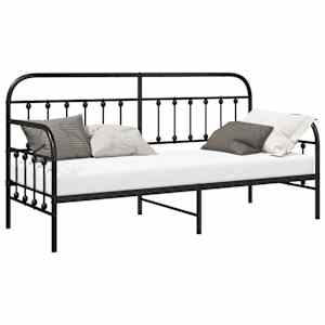 vidaXL Voodiraam Must 75 x 190 cm Pulberv&auml;rvitud teras