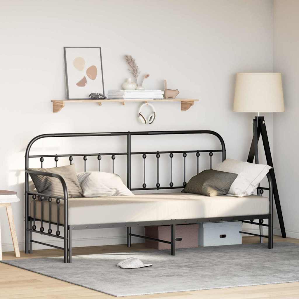 Tagesbett Ausziehbar Schwarz 80x200 cm Stahl
