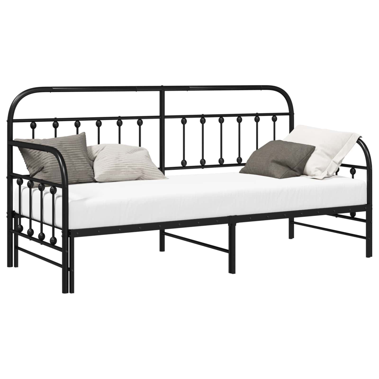 VidaXL Bedframe Voor Een Daybed Zwart 80 X 200 Cm Gepoedercoat Staal