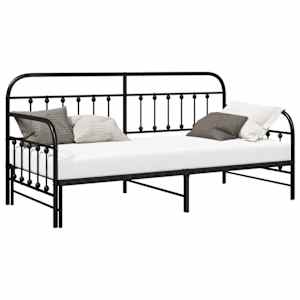 vidaXL Voodiraam Must 90 x 200 cm Pulberv&auml;rvitud teras