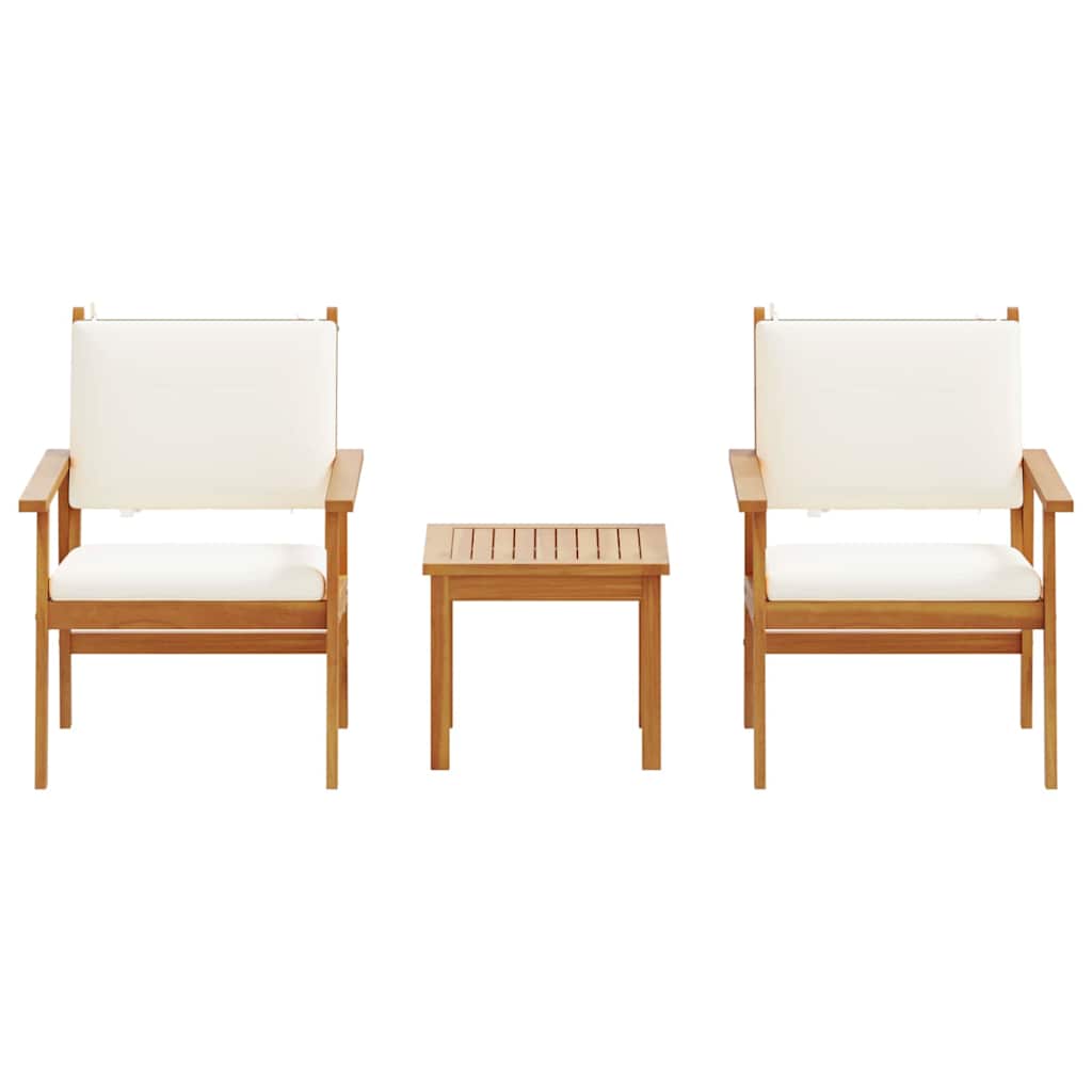 3 Часовен Градински Бистро Комплект с Възглавници от Масивна Акация - Image 7