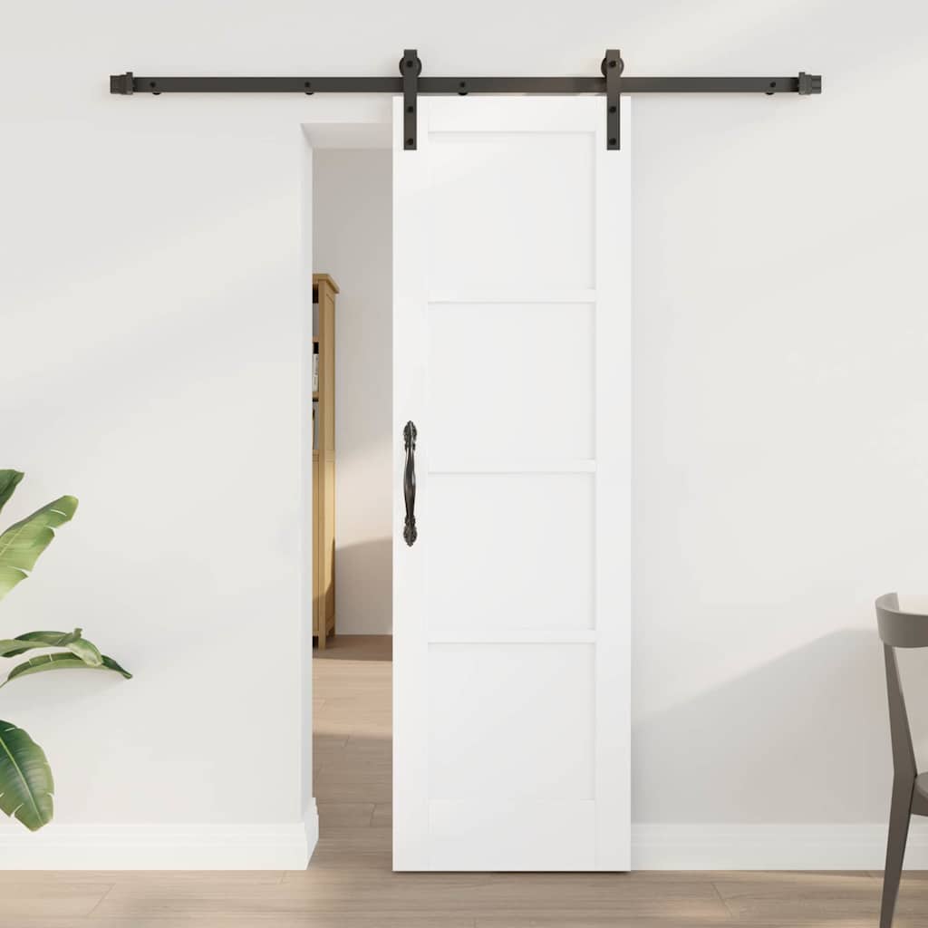 Glidende Dør med Hardware Sæt Hvid 61x198.5 cm Massivt Fyrretræ, vidaXL Indendørs Dør 'ORKDAL'Hvid 61x198.5x4 cm Massivt Fyrretræ