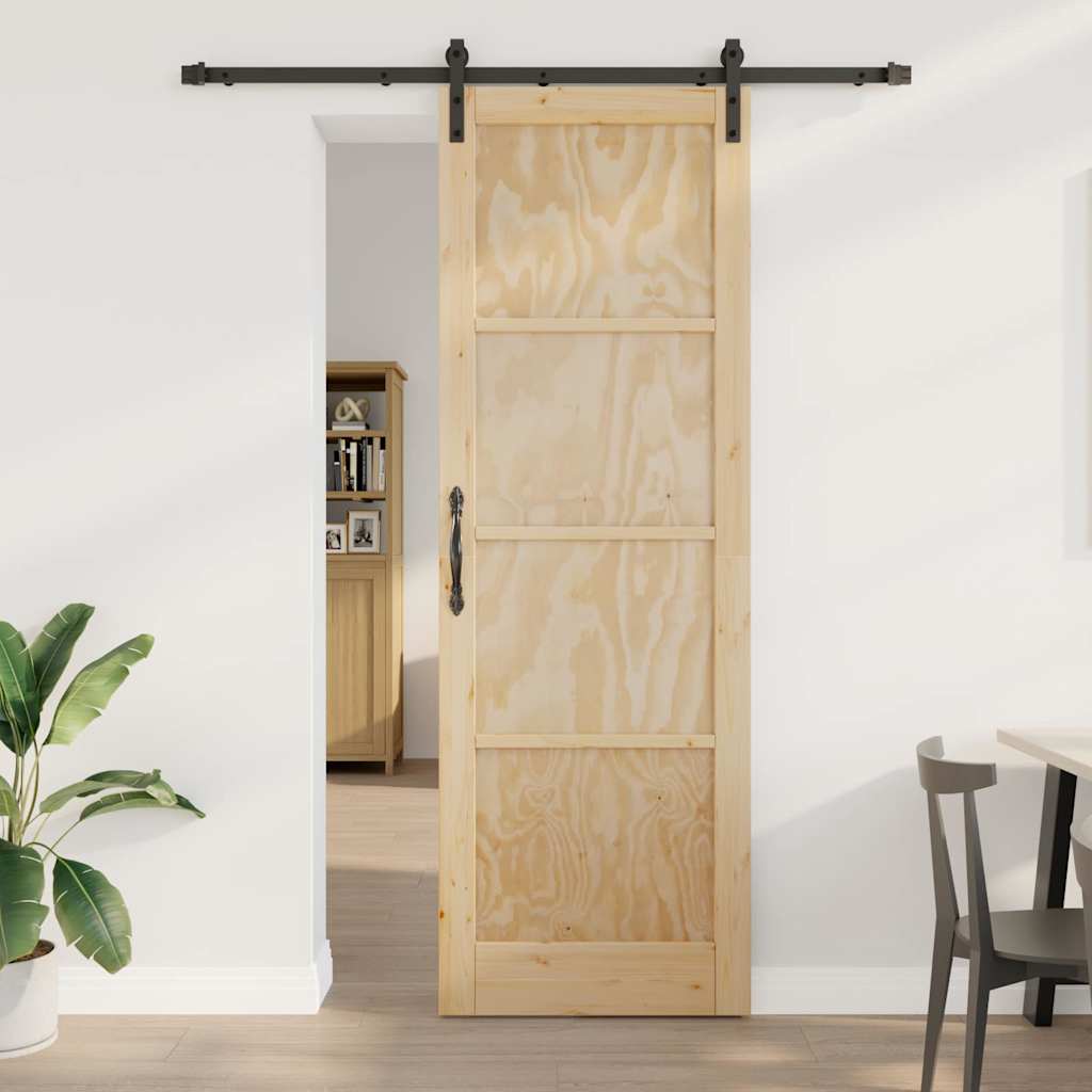 Glidende Dør med Hardware Sæt 78x232 cm Massivt Træ Fyrretræ, vidaXL Indendørs Dør 'ORKDAL'78x232x4 cm Massivt Træ Fyrretræ