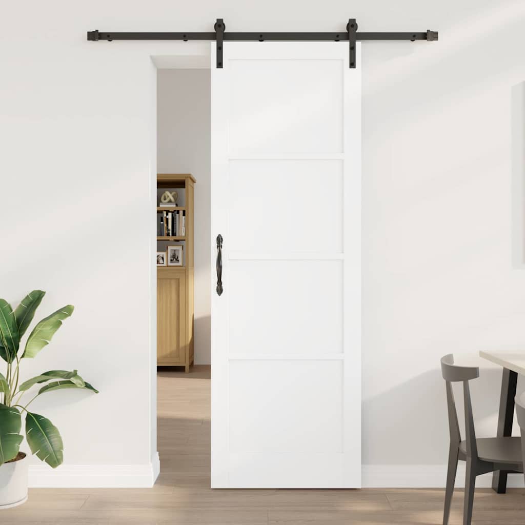 Skyderdør med udstyrssæt Hvid 78x232 cm Solidt Træ Fyrretræ, vidaXL Indvendig dør 'ORKDAL'Hvid 78x232x4 cm Solidt Træ Fyrretræ