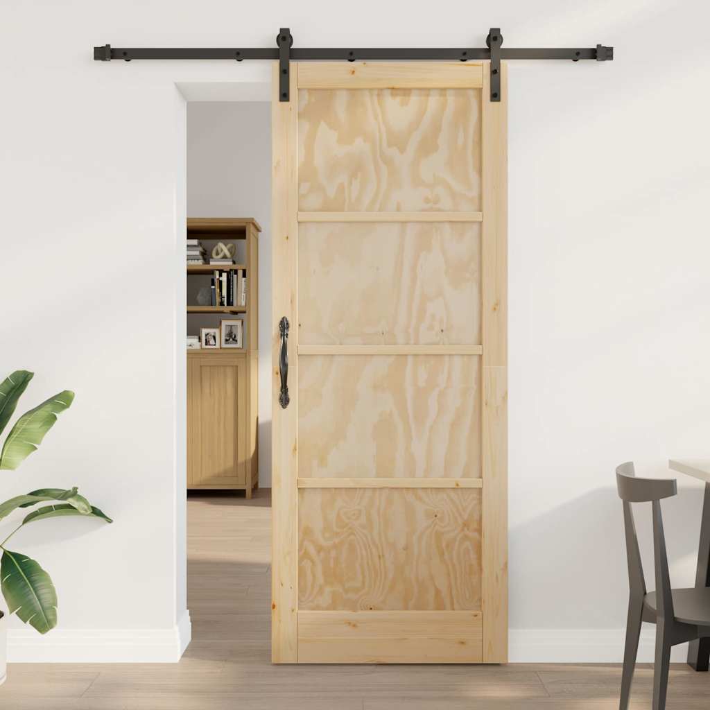 glatudør med tilbehør sæt 83x211 cm massivt fyrretræ, vidaXL indvendig dør 'ORKDAL'83x211x4 cm massivt fyrretræ
