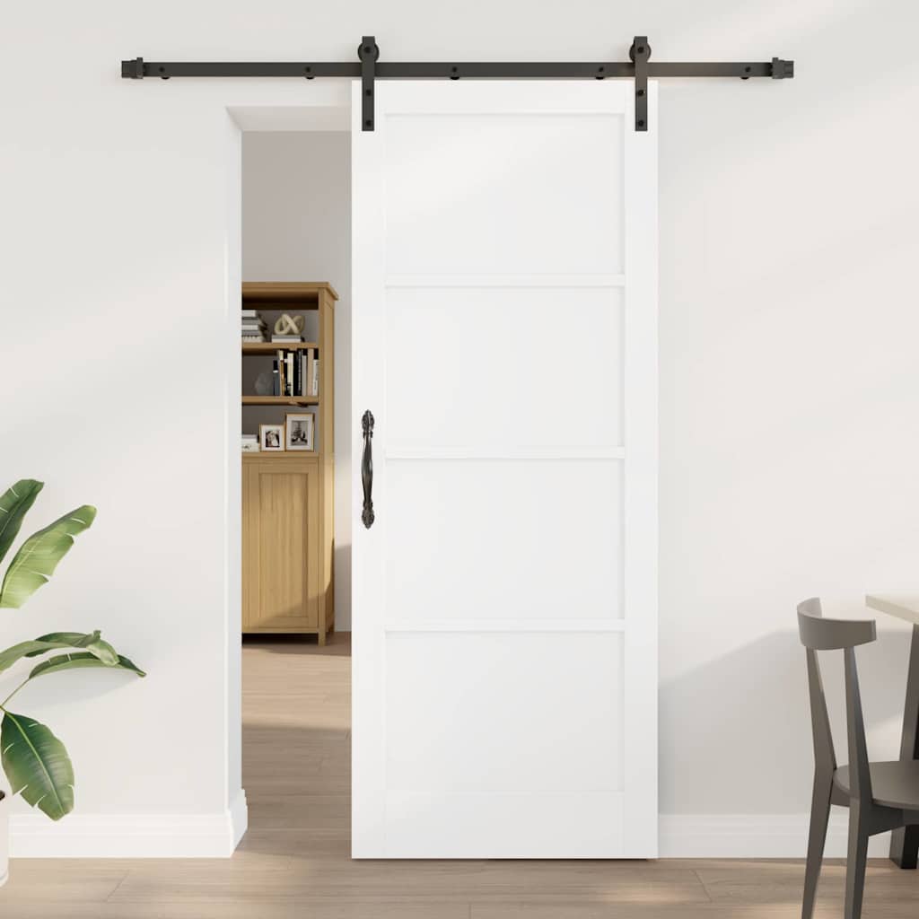 libisev uks komplektiga ja riistvaraga valge 83x211 cm kindlast männipuidust, vidaXL sisekujunduse uks 'ORKDAL'valge 83x211x4 cm kindlast männipuidust