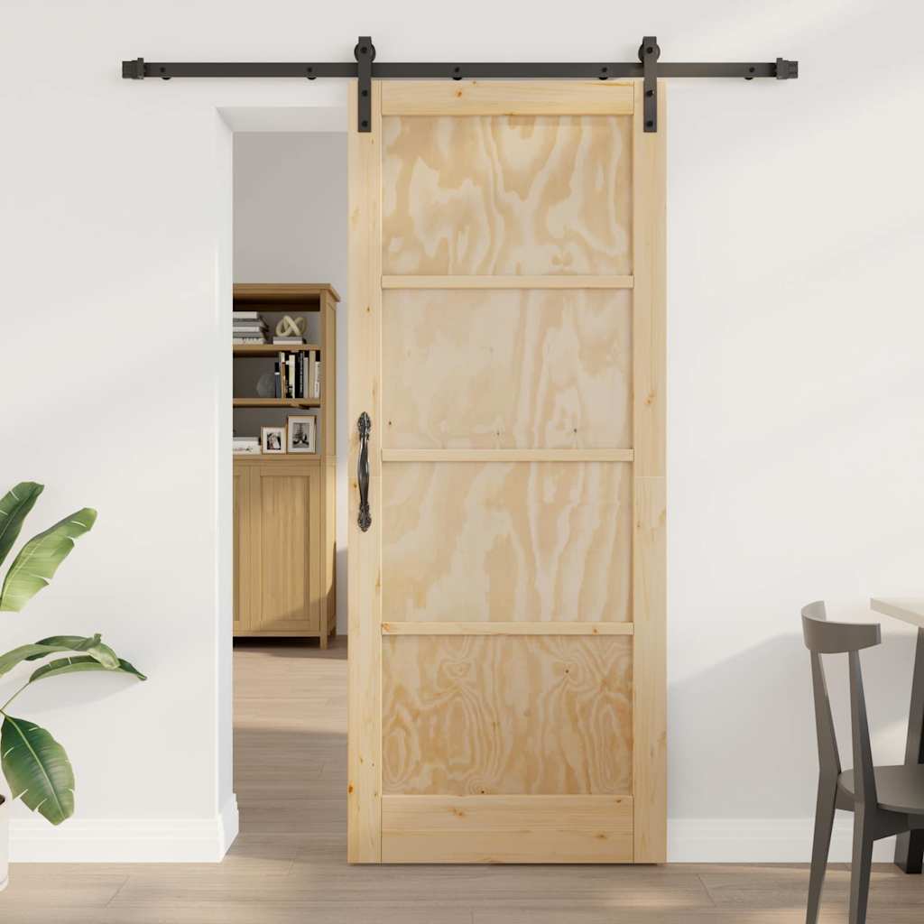 Skydedør med beslag sæt 86x211 cm Massivt fyrretræ, Indvendig dør 'ORKDAL'86x211x4 cm Massivt fyrretræ
