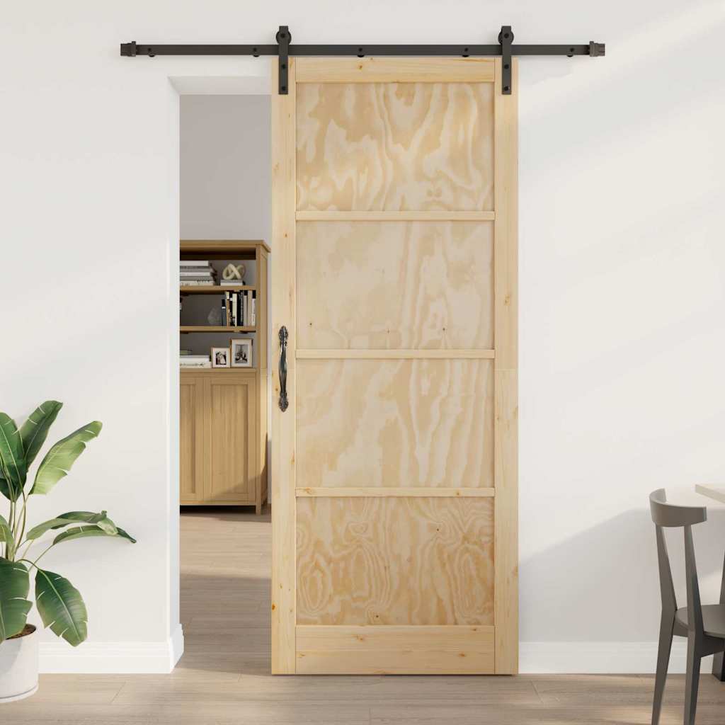 Glidende Dør med Hardware Sæt 93x232 cm Solid Træ Fyr, vidaXL Indre Dør 'ORKDAL'93x232x4 cm Solid Træ Fyr