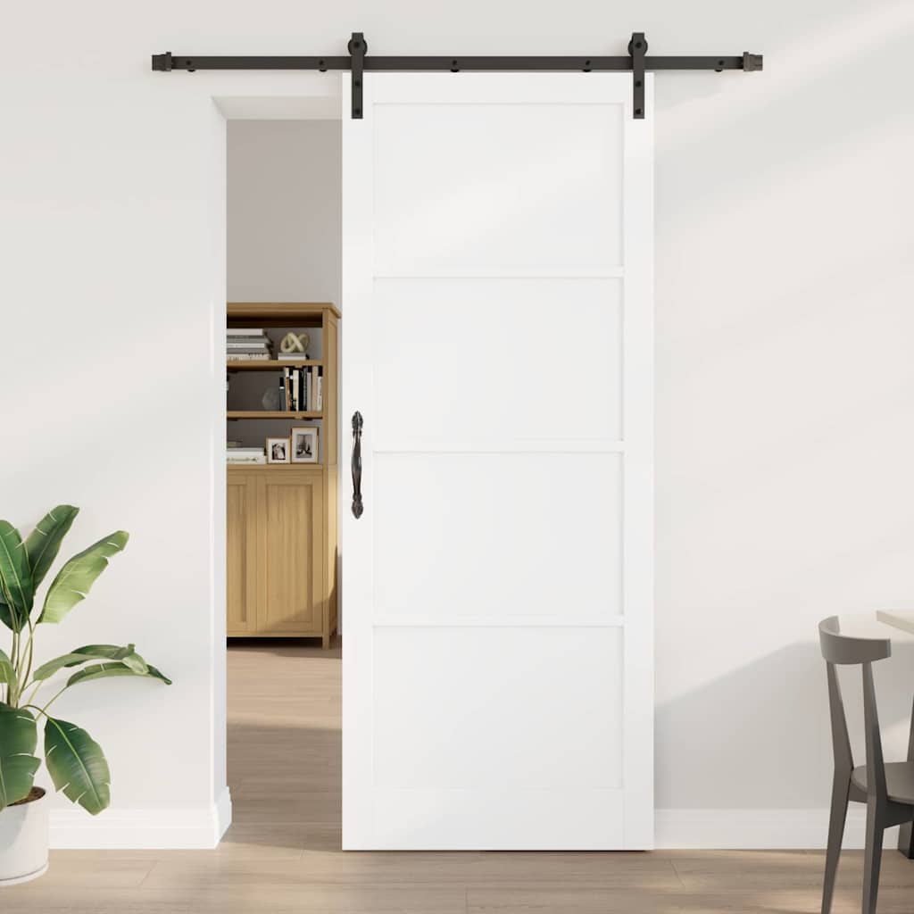 libisev uks koos tarvikute komplektiga Valge 93x232 cm massiivne männipuit, VidaXL sise uks 'ORKDAL'Valge 93x232x4 cm massiivne männipuit