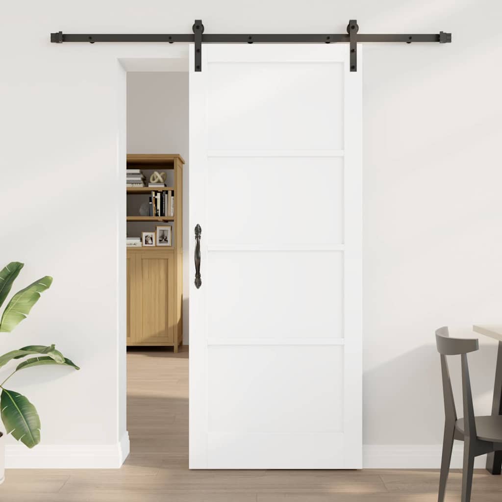 vidaXL Liukuovi Valkoinen ja musta 86 x 211 cm Täysi mänty