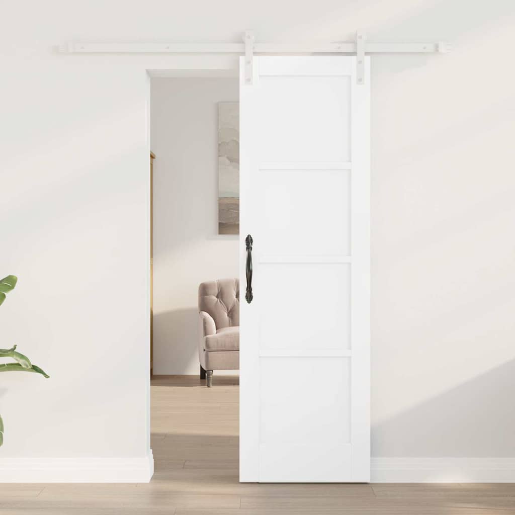 vidaXL Schuifdeur met beslag 61x198,5 cm massief grenenhout wit