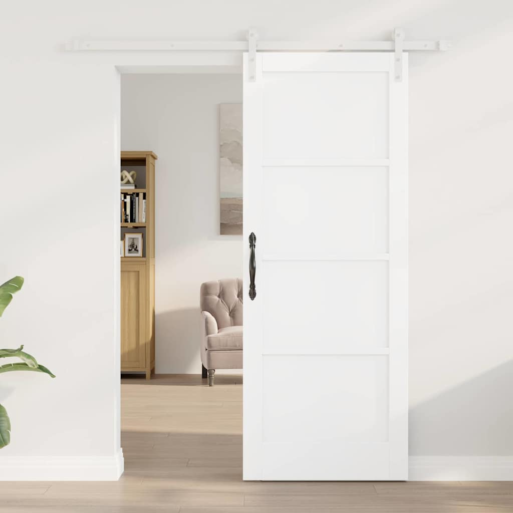 vidaXL schuifdeur met beslag 78x202 cm massief grenenhout wit