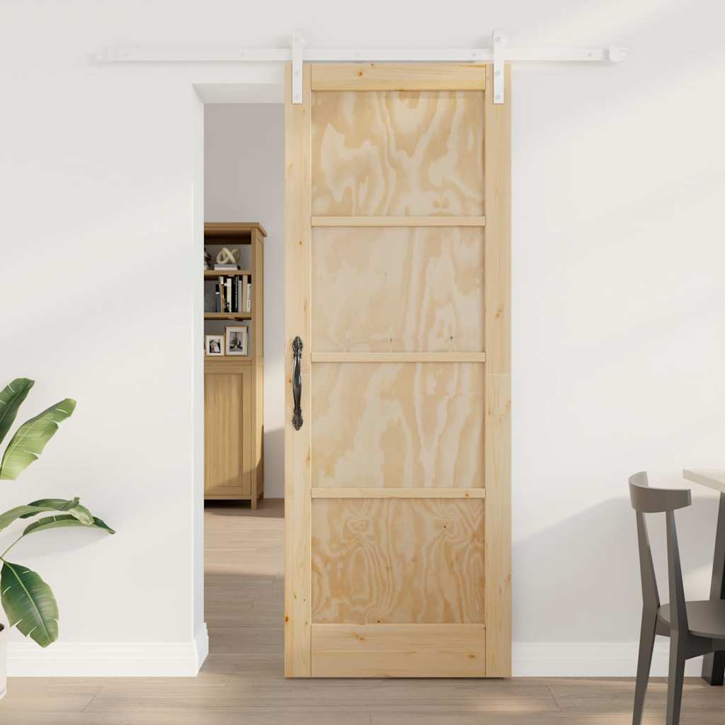 Glidende Dør med Hardware Sæt 78x211 cm Solid Træ Fyrretræ, vidaXL Indvendig Dør 'ORKDAL'78x211x4 cm Solid Træ Fyrretræ