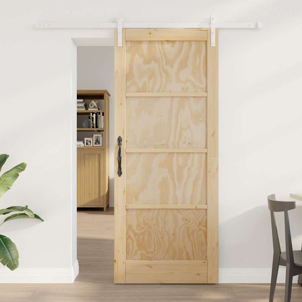 Gleidedør med Hardware Sæt 83x202 cm Solid Fyrretræ, vidaXL Indvendig Dør 'ORKDAL'83x202x4 cm Solid Fyrretræ