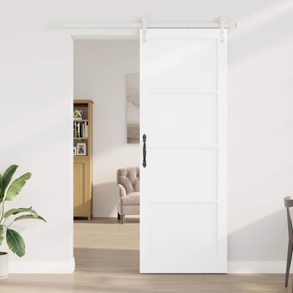 vidaXL Schuifdeur met beslag 83x232 cm massief grenenhout wit