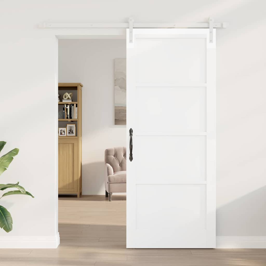vidaXL Schuifdeur met beslag 86x211 cm massief grenenhout wit