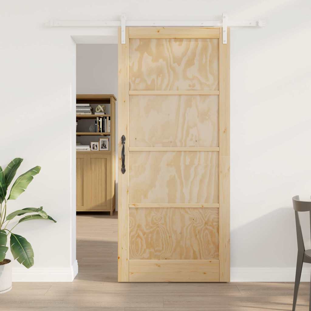 Glidende Dør med Hardware Sæt 93x211 cm Massivt Træ Fyr, vidaXL Indvendig Dør 'ORKDAL'93x211x4 cm Massivt Træ Fyr