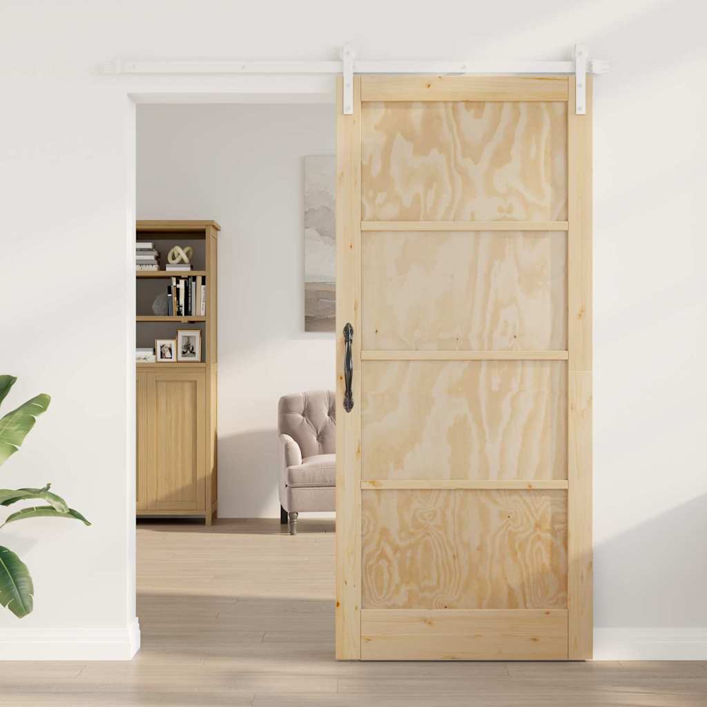 vidaXL Schuifdeur met beslag 93x211 cm massief grenenhout
