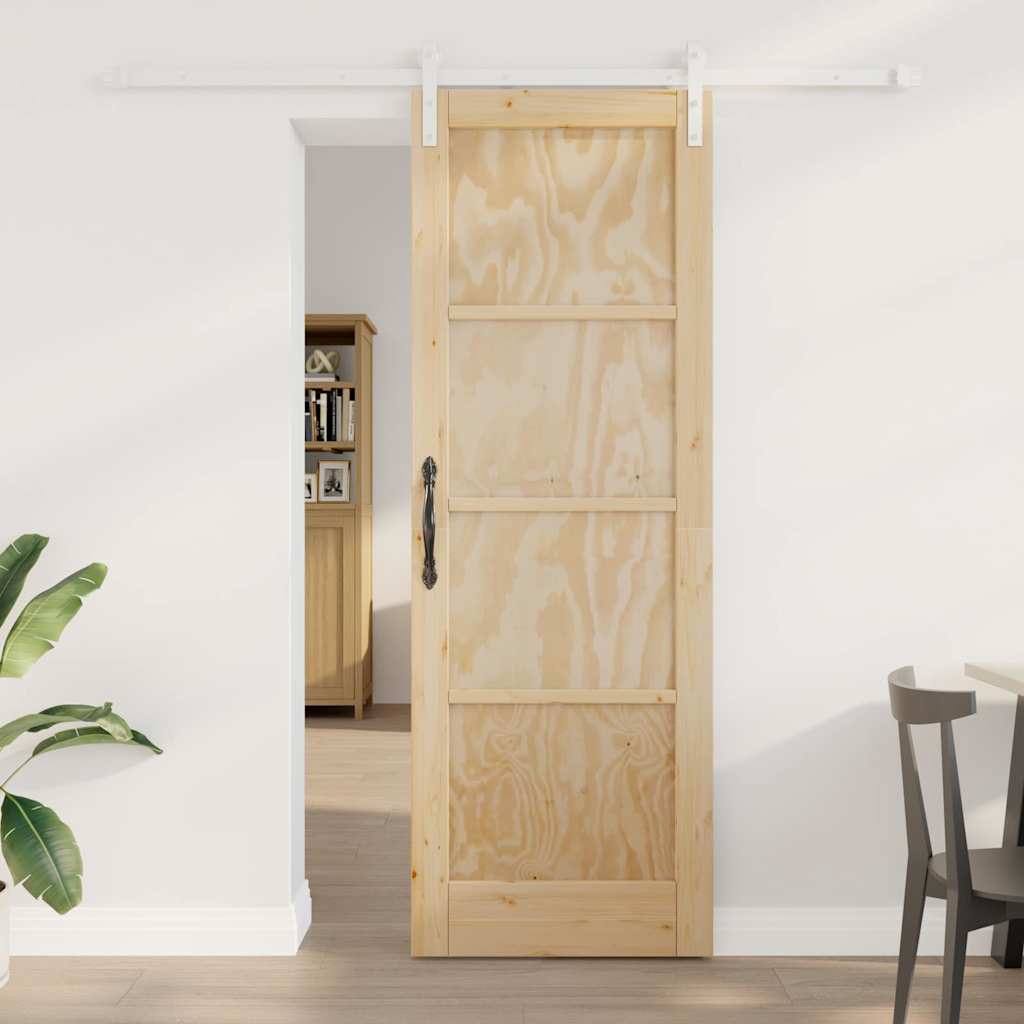 skydedør med hardware sæt 73,5x211 cm solid fyrretræ