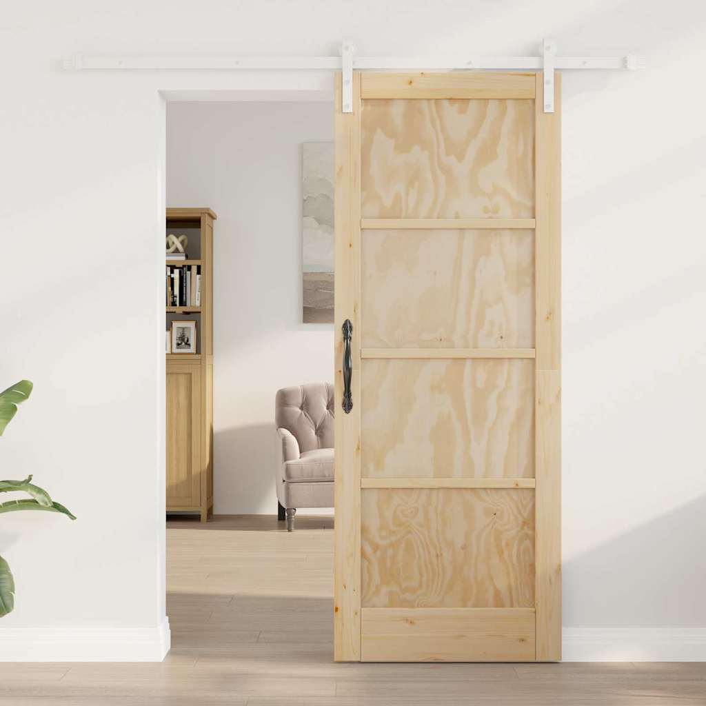vidaXL Schuifdeur met beslag 78x202 cm massief grenenhout