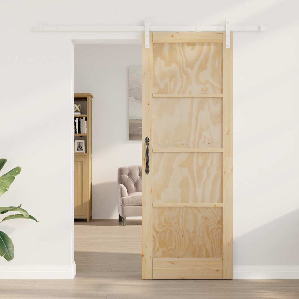 vidaXL schuifdeur met beslag 78x211 cm massief grenenhout